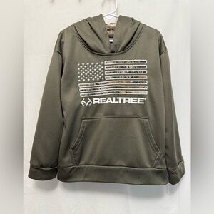 Realtree Boys Size 5 Dark Green Camouflage Flag Sweatshirt Hoodie 0112
